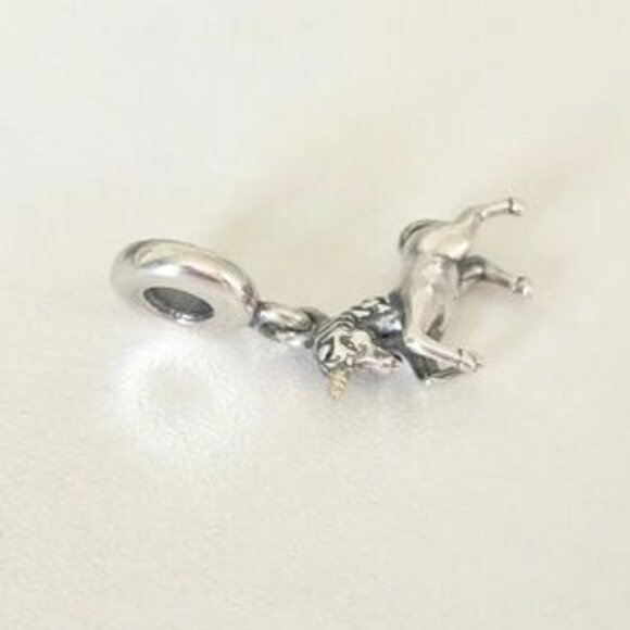 Pandora Sterling Silver & 14K Gold Two Tone Unicorn Bead Dangle Charm - Picture 4 of 4